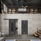 Glasschiebetür BLACK-LINE Loft Schwarzeisen Genietet 34 Auf Grauglas