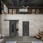 Glasschiebetür BLACK-LINE Loft Schwarzeisen Genietet 35 Auf Grauglas