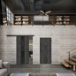 Glasschiebetür BLACK-LINE Loft Schwarzeisen Genietet 36 Auf Grauglas