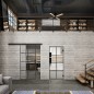 Glasschiebetür BLACK-LINE Loft Schwarzeisen Genietet 06 Auf Klarglas