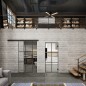 Glasschiebetür BLACK-LINE Loft Schwarzeisen Genietet 07 Auf Klarglas