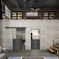 Glasschiebetür BLACK-LINE Loft Schwarzeisen Genietet 16 Auf Klarglas