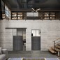 Glasschiebetür BLACK-LINE Loft Schwarzeisen Genietet 19 Auf Klarglas