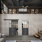 Glasschiebetür BLACK-LINE Loft Schwarzeisen Genietet 22 Auf Klarglas