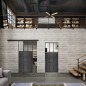 Glasschiebetür BLACK-LINE Loft Schwarzeisen Genietet 23 Auf Klarglas