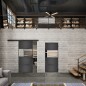 Glasschiebetür BLACK-LINE Loft Schwarzeisen Genietet 26 Auf Klarglas