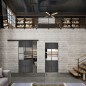 Glasschiebetür BLACK-LINE Loft Schwarzeisen Genietet 28 Auf Klarglas