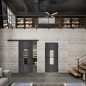 Glasschiebetür BLACK-LINE Loft Schwarzeisen Genietet 35 Auf Klarglas