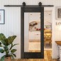 Glasschiebetür BARN-LINE - Country Schwarz gebeizt Modell 11
