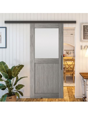 Glasschiebetür BLACK-LINE - Country Graueiche Model 24