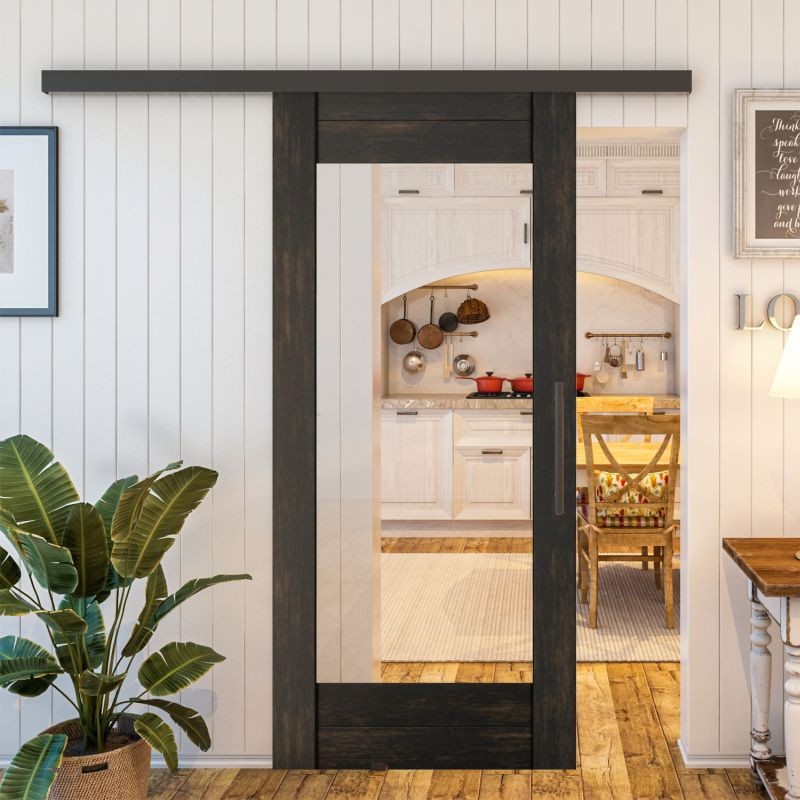 Glasschiebetür BLACK-LINE - Country Schwarz gebeizt Modell 11