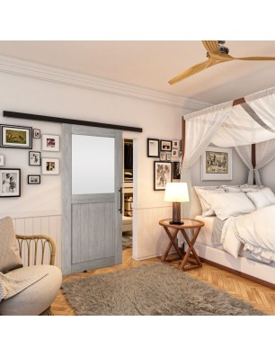 Glasschiebetür BLACK-LINE - Country Graueiche Model 24