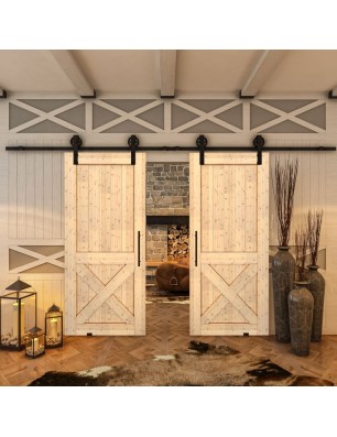 Glasschiebetür BARN-LINE - Country Astkiefer Model 50