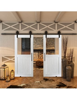 Glasschiebetür BARN-LINE - Country Weiss Rustikal Model 22