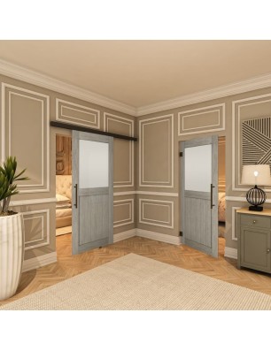 Glasschiebetür BLACK-LINE - Country Graueiche Model 24