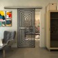 Glasschiebetür SLIM-LINE - Fineprint Modell 014 Schwarz auf Klarglas
