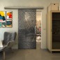 Glasschiebetür SLIM-LINE - Fineprint Modell 015 Schwarz auf Klarglas