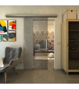Glasschiebetür SLIM-LINE - Fineprint Model 046 Schwarz auf Klarglas