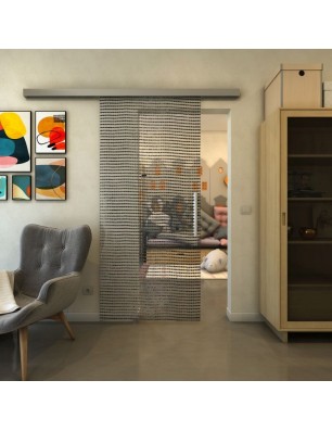 Glasschiebetür SLIM-LINE - Fineprint Model 046 Schwarz auf Klarglas