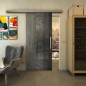 Glasschiebetür SLIM-LINE - Fineprint Modell 050 Schwarz auf Klarglas