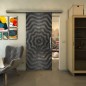 Glasschiebetür SLIM-LINE - Fineprint Modell 064 Schwarz auf Klarglas