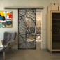 Glasschiebetür SLIM-LINE - Fineprint Modell 107 Schwarz auf Klarglas