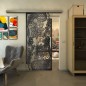 Glasschiebetür SLIM-LINE - Fineprint Modell 108 Schwarz auf Klarglas