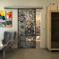 Glasschiebetür SLIM-LINE - Fineprint Modell 149 Schwarz auf Klarglas Glasschiebetür SLIM-LINE - Fineprint Modell 149 Schwarz auf Klarglas