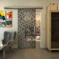 Glasschiebetür SLIM-LINE - Fineprint Modell 160 Schwarz auf Klarglas Glasschiebetür SLIM-LINE - Fineprint Modell 160 Schwarz auf Klarglas