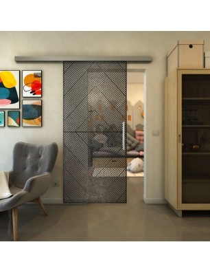 Glasschiebetür SLIM-LINE - Fineprint Model 194 Schwarz auf Klarglas