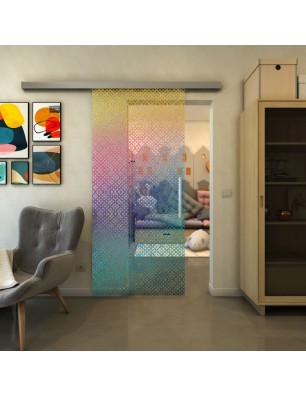 Glasschiebetür SLIM-LINE - Fineprint Model 018 Verlauf auf Klarglas