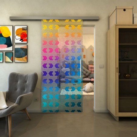 Glasschiebetür SLIM-LINE - Fineprint Model 053 Verlauf auf Klarglas