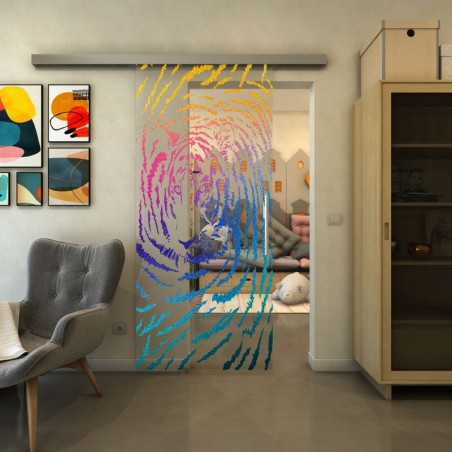 Glasschiebetür SLIM-LINE - Fineprint Model 057 Verlauf auf Klarglas
