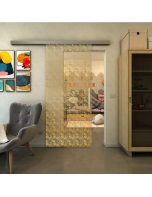Glasschiebetür SLIM-LINE - Fineprint Model 003 Gold auf Klarglas