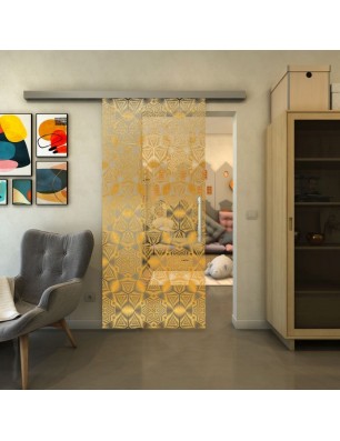 Glasschiebetür SLIM-LINE - Fineprint Model 005 Gold auf Klarglas