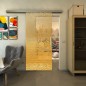 Glasschiebetür SLIM-LINE - Fineprint Modell 015 Gold auf Klarglas
