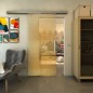 Glasschiebetür SLIM-LINE - Fineprint Modell 022 Gold auf Klarglas