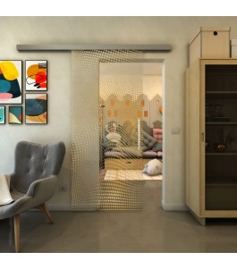 Glasschiebetür SLIM-LINE - Fineprint Model 027 Gold auf Klarglas