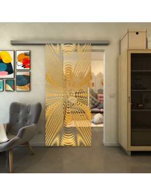 Glasschiebetür SLIM-LINE - Fineprint Model 037 Gold auf Klarglas