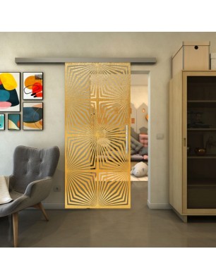 Glasschiebetür SLIM-LINE - Fineprint Model 069 Gold auf Klarglas