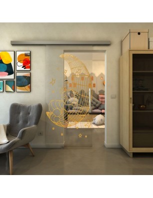 Glasschiebetür SLIM-LINE - Fineprint Model 113 Gold auf Klarglas