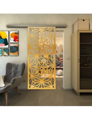 Glasschiebetür SLIM-LINE - Fineprint Model 178 Gold auf Klarglas