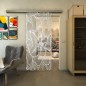 Glasschiebetür SLIM-LINE - Fineprint Modell 020 Weiss auf Klarglas
