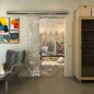 Glasschiebetür SLIM-LINE - Fineprint Modell 054 Weiss auf Klarglas