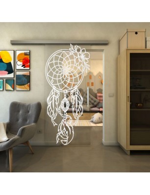 Glasschiebetür SLIM-LINE - Fineprint Model 125 Weiss auf Klarglas