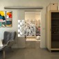 Glasschiebetür SLIM-LINE - Fineprint Modell 137 Weiss auf Klarglas