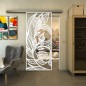 Glasschiebetür SLIM-LINE - Fineprint Modell 196 Weiss auf Klarglas