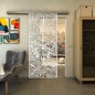 Glasschiebetür SLIM-LINE - Fineprint Modell 201 Weiss auf Klarglas