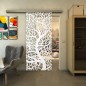 Glasschiebetür SLIM-LINE - Fineprint Modell 202 Weiss auf Klarglas
