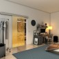 Glasschiebetür SLIM-LINE - Fineprint Modell 015 Gold auf Klarglas